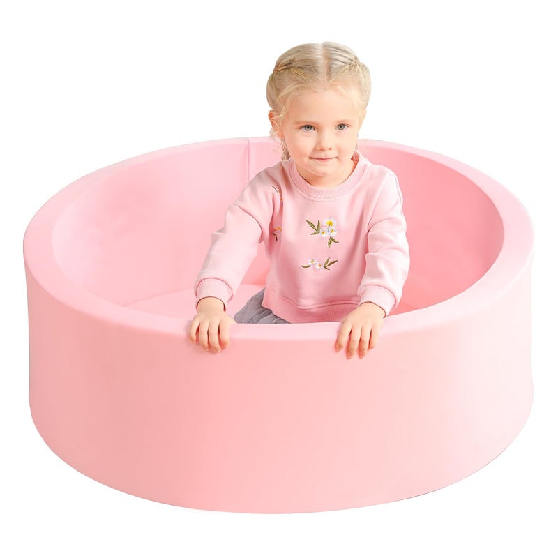 TRENDBOX Memory Foam Sponge Indoor Round Ball Pit (NO Balls) for Toddler Children (Light Pink) - Image 1